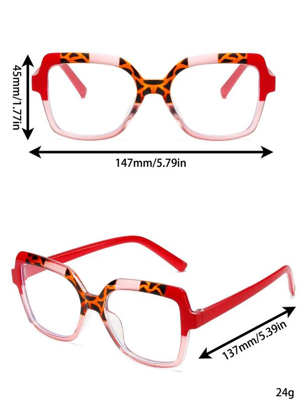 Trendy Leopard Pattern Square Frame Eyeglasses, Fashionable Eyeglasses for Women, Fashion Eyeglasses for Work, Daily Decor, Perfect for Student Daily Use