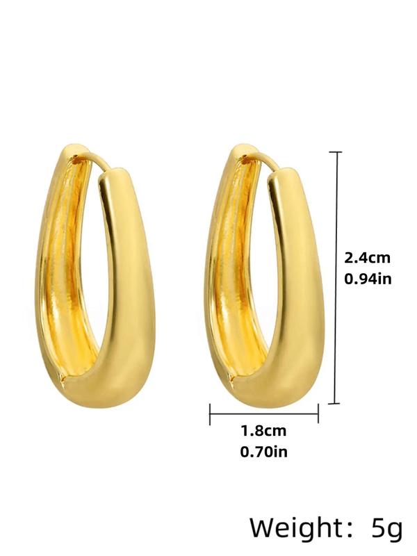 1 Pair Simple Design All-match Plain Hoop Earrings, Minimalist Stylish Hoop Earrings, Fashionable Earrings for Women, Daily Use