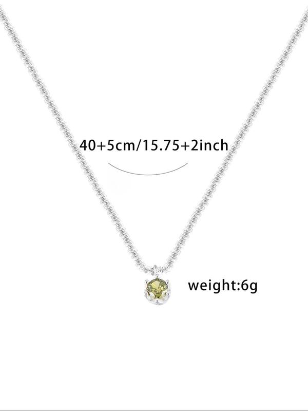 Women's Elegant Rhinestone Decor Pendant Necklace,  Minimalist Trendy Charm Necklace, Chic Glittering Jewelry As Gift for Girlfriend