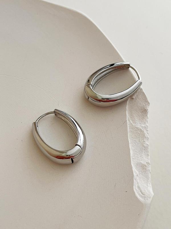 1 Pair Simple Design All-match Plain Hoop Earrings, Minimalist Stylish Hoop Earrings, Fashionable Earrings for Women, Daily Use