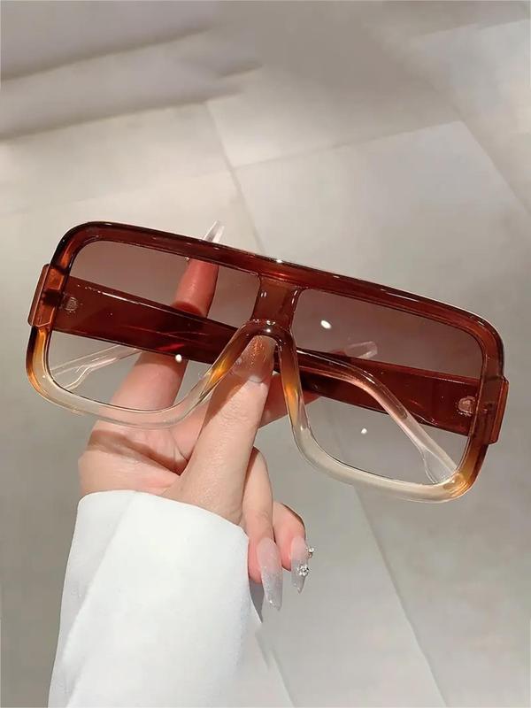 Unisex Simple Style Plain Color Sunglasses, Trendy Casual Large Square Frame Sunglasses for Everyday Use, Fashion Accessories for Outdoor Activities