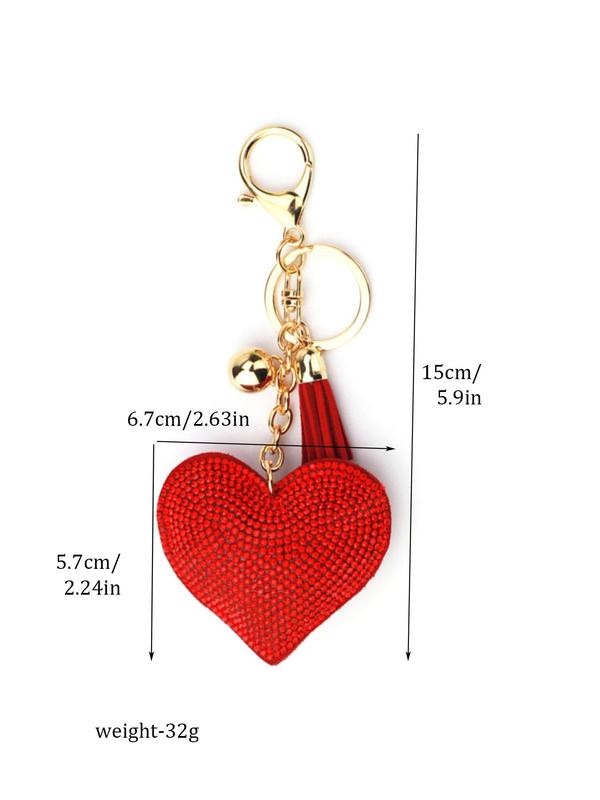 Fashionable Pu Leather Heart Shaped Keychain, Tassel Decorated Alloy Bag Charm for Women & Girls, All-match Fashion Accessories for Daily Wear