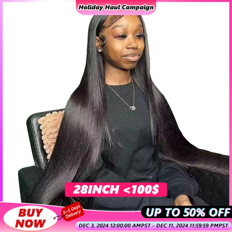 Bling Hair Straight Lace Front Hair Wigs 13x4 13x6 Lace Frontal Human Hair Wig for Women Brazilian Natural Black Hair 180% Density Pre-Plucked Hair Wig On Promotion