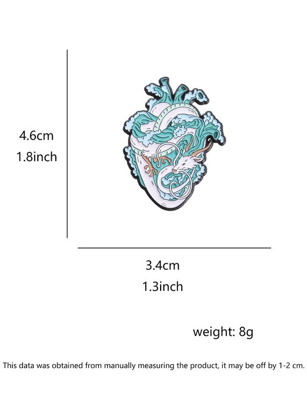 Creative Heart Shaped Dragon Pattern Brooch, Fashion Alloy Badge for Daily Clothing Decor, Trendy All-match & Exquisite Brooch for Birthday Gift