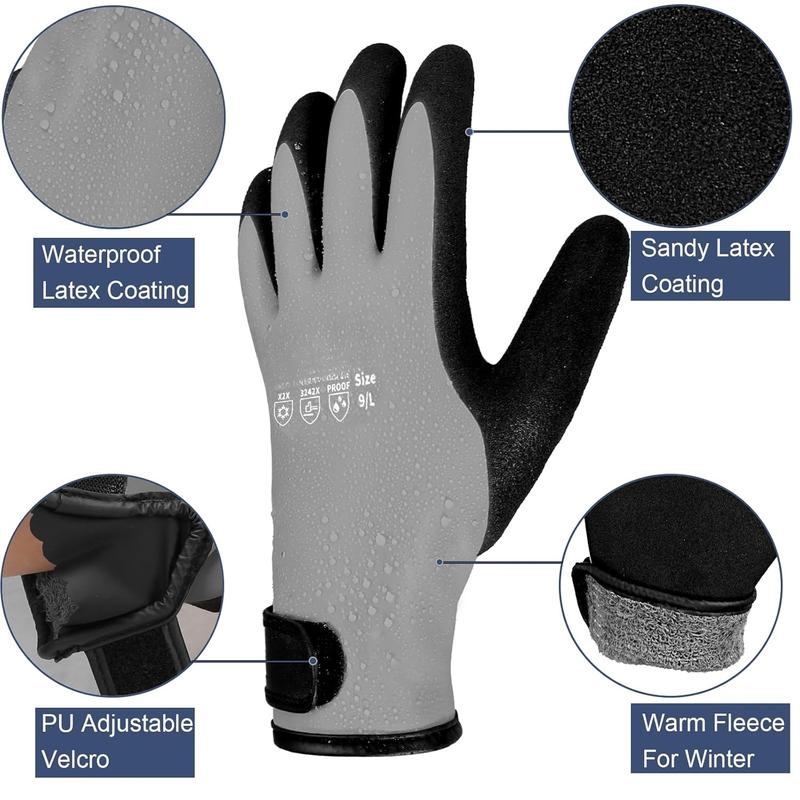 Waterproof Gloves for Men & Women,Winter Work Gloves with Grip for Cold Weather