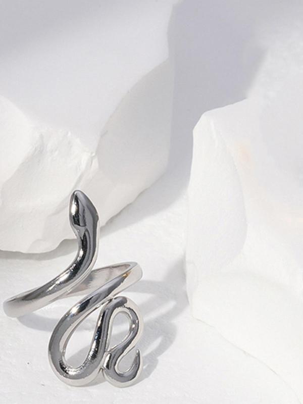 Creative Snake Design Cuff Ring,  Stainless Steel Ring, Fashion Jewelry Accessories for Women & Girls