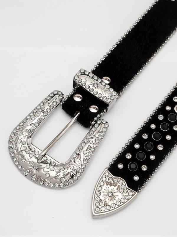 Y2k Rhinestone Decor Belt for Women, 2024 Trendy Wide Waistband for Party, Designer Belt, Country Rivet Full Rhinestone Men & Women Accessories for Daily, Male Accessories Goth Fall Outfits, Fall Freshness Outfits