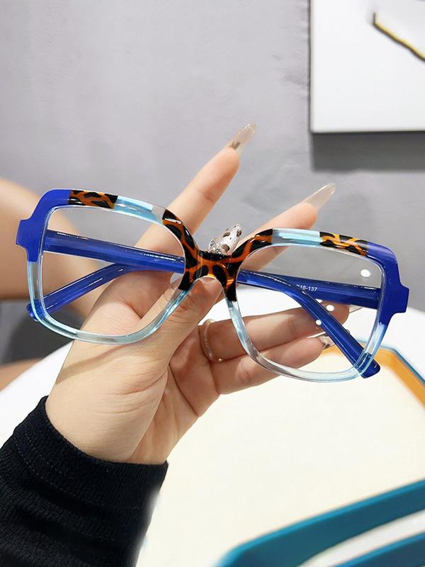 Trendy Leopard Pattern Square Frame Eyeglasses, Fashionable Eyeglasses for Women, Fashion Eyeglasses for Work, Daily Decor, Perfect for Student Daily Use