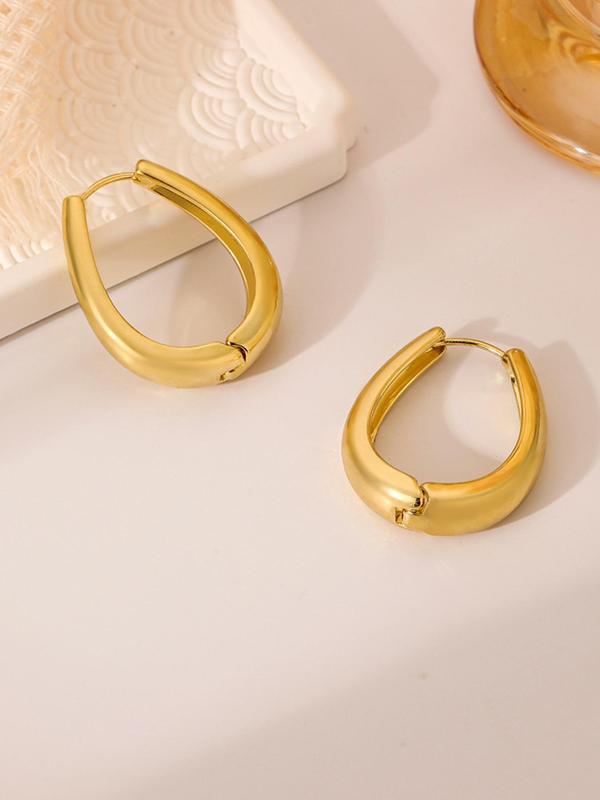 1 Pair Simple Design All-match Plain Hoop Earrings, Minimalist Stylish Hoop Earrings, Fashionable Earrings for Women, Daily Use