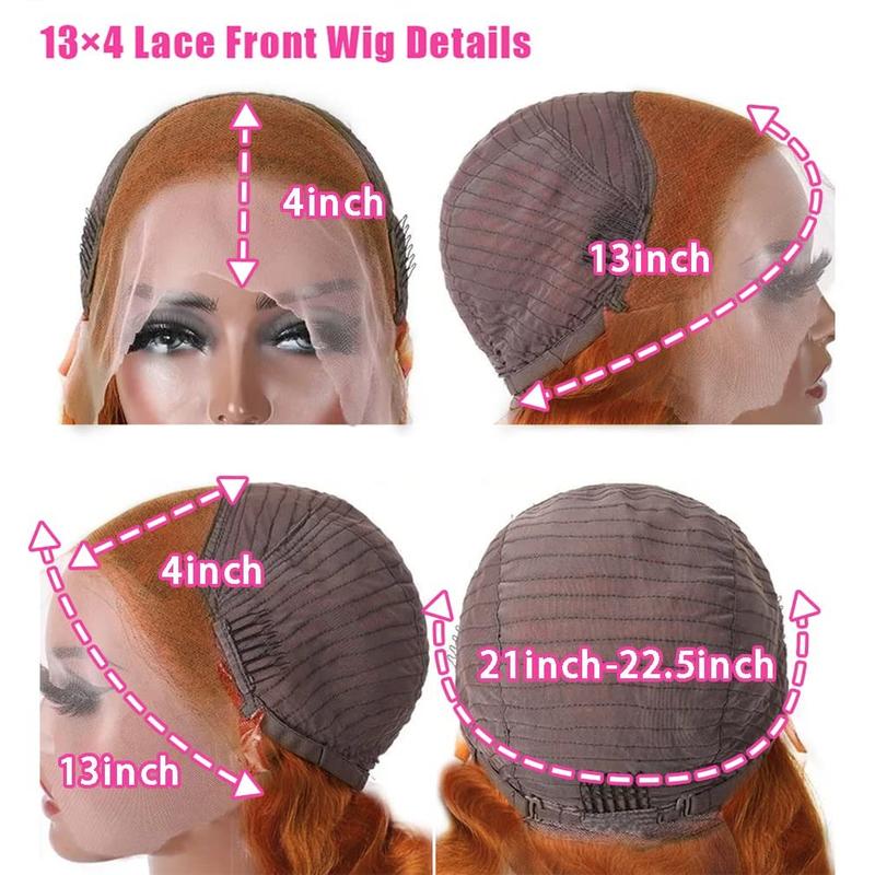 Aveiyce Ginger Orange Deep Wave Lace Front Wigs Human Hair Colored 13x4 HD Transparent Lace Frontal Wig Human Hair for Black Women 180% Density