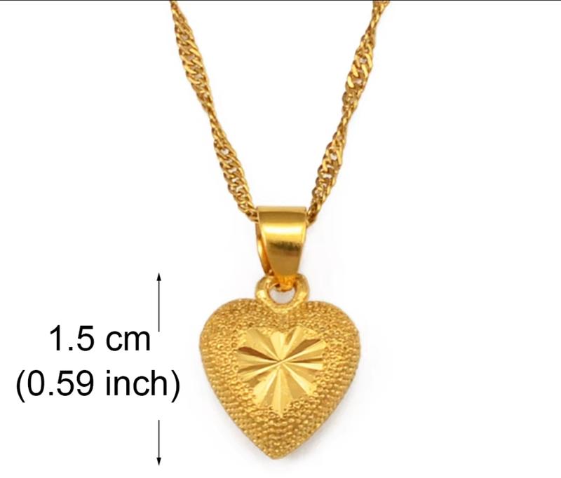 Heart Shape Gold Plated Pendant Necklace and Earrings heart necklace