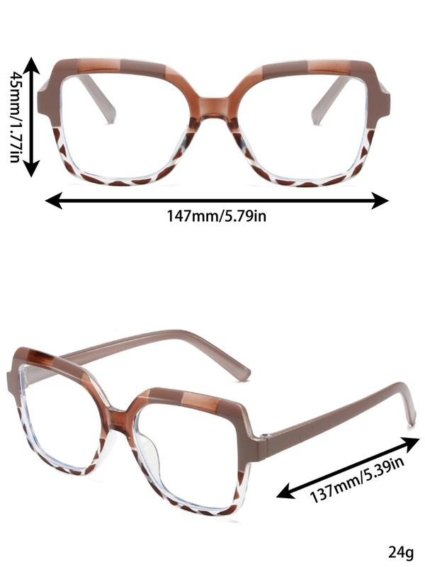 Trendy Leopard Pattern Square Frame Eyeglasses, Fashionable Eyeglasses for Women, Fashion Eyeglasses for Work, Daily Decor, Perfect for Student Daily Use