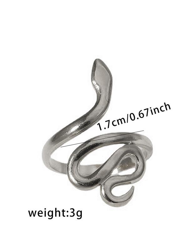 Creative Snake Design Cuff Ring,  Stainless Steel Ring, Fashion Jewelry Accessories for Women & Girls