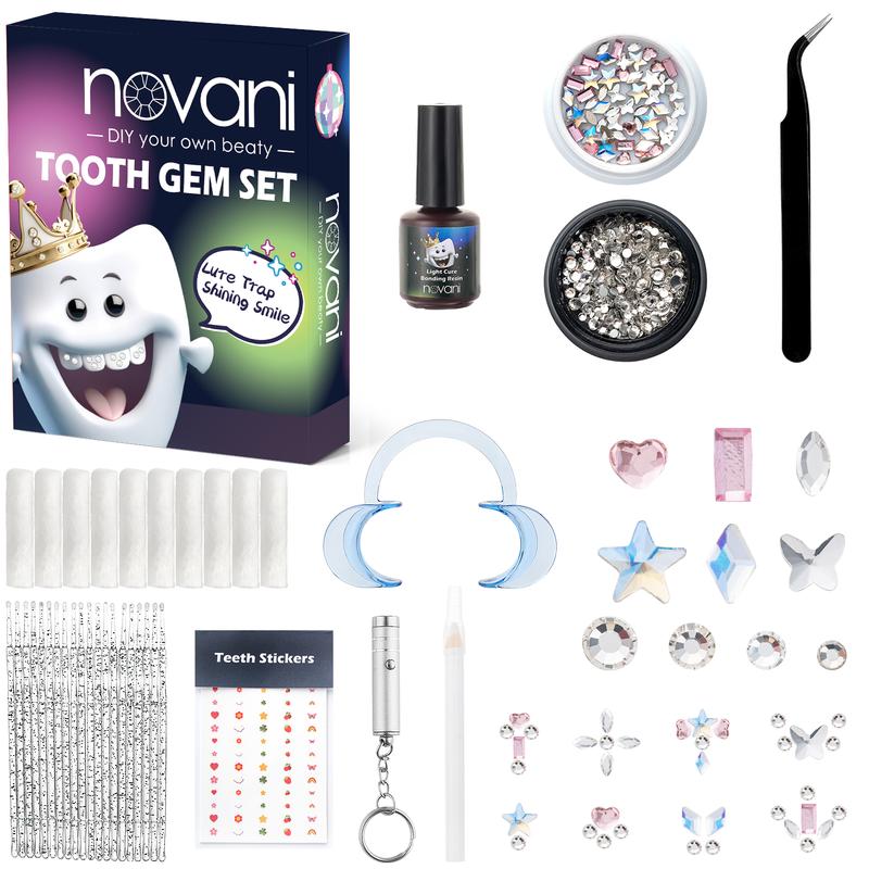 Novani Tooth Gem Kit – 260 crystals, easy to install and remove, perfect for parties, birthdays, and gifts, professional tooth gem kit.