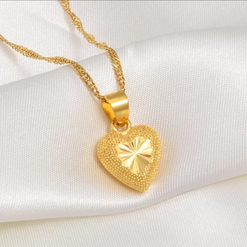 Heart Shape Gold Plated Pendant Necklace and Earrings heart necklace