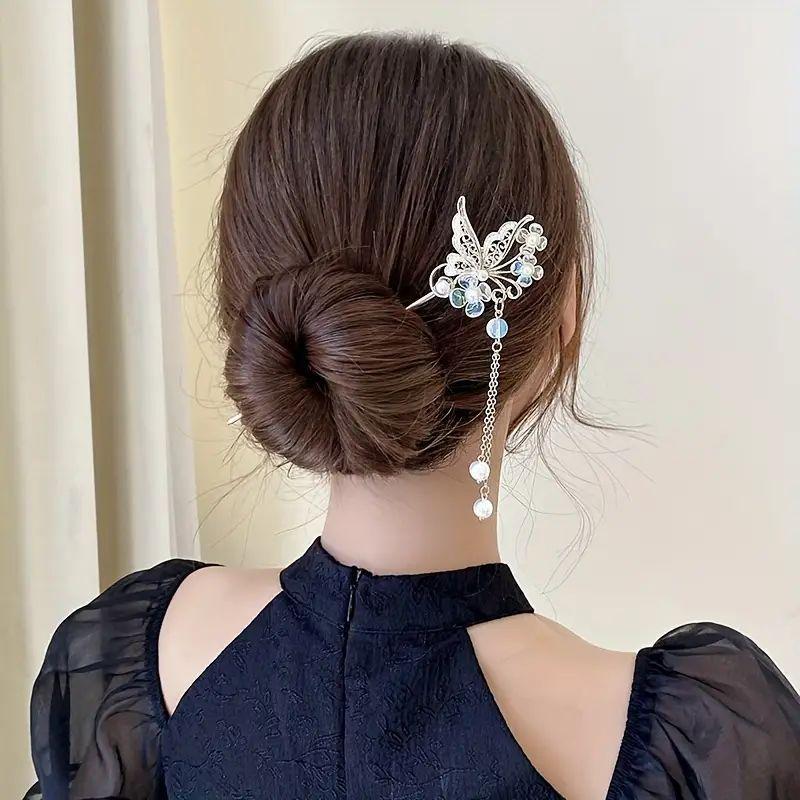 Hair Pin Set, 6 Counts set Hair Pin with Tassel, Heatless Styling Tools for Women & Girls, Hair Accessories for Daily Wear & Curly Hairstyles, Heatless Hairstyles, Christmas Gift