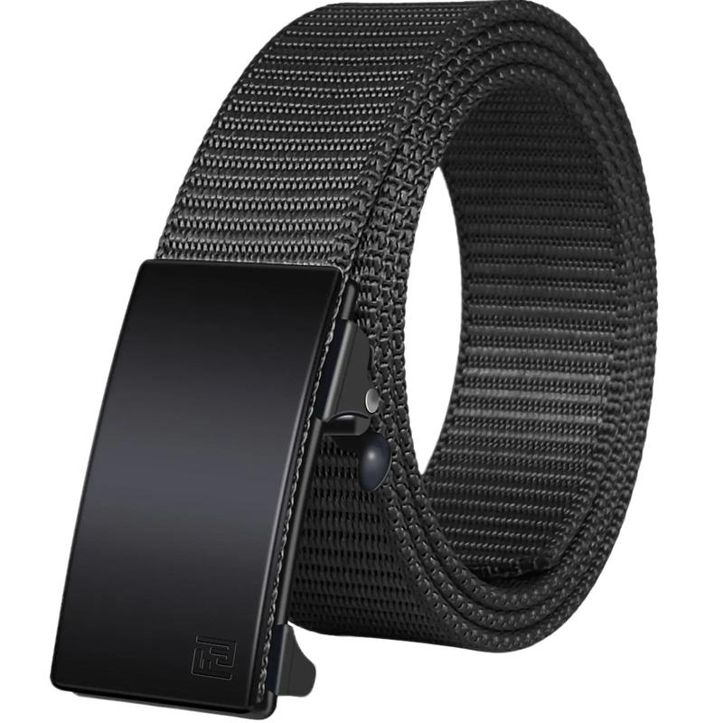 Fariwin 093 Black Men's Ratchet Web Belt,micro-adjustment 1.25 inch Nylon Automatic Buckle Belt,No Holes Invisible Belt [men belt, belt for men, ratchet belt for men, golf belt for men, casual belt,web belts for men] big discount tiktok shop