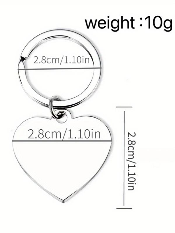 Letter Pattern Keychain, Stainless Steel Heart Shaped Keychain for Women & Men, Trendy All-match & Exquisite Keychain for Birthday Gift, Keychain for Car, Key