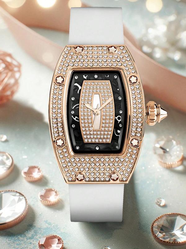 Women's Elegant Rhinestone Decorated Quartz Watch, Exquisite Trendy Wristwatch, Fashionable Watch for Women As Gift with Box