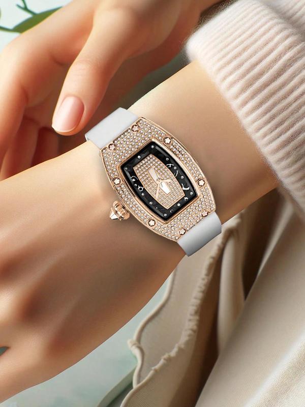 Women's Elegant Rhinestone Decorated Quartz Watch, Exquisite Trendy Wristwatch, Fashionable Watch for Women As Gift with Box