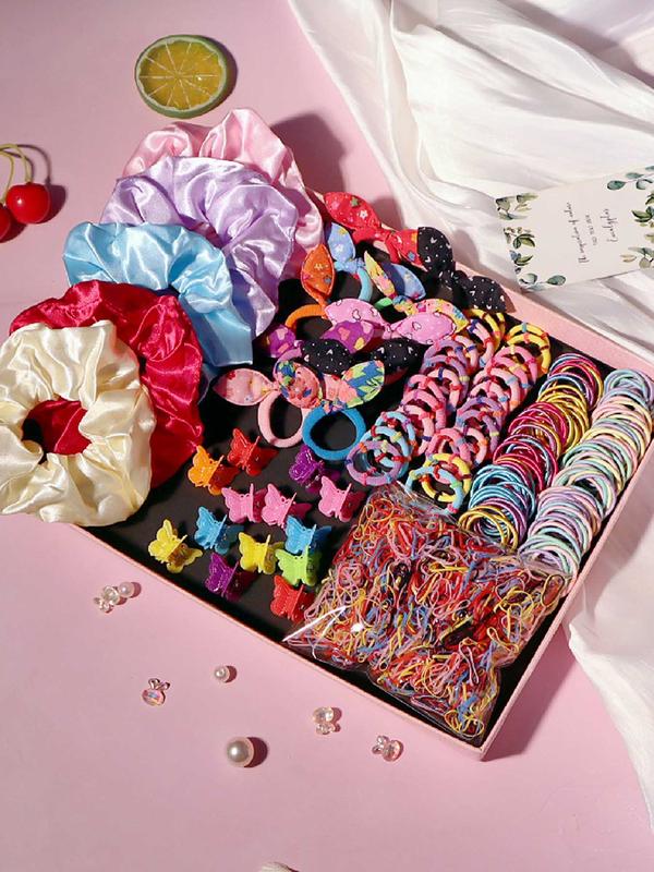 1180pcs set Cute Colorful Hair Accessories, Including Scrunchies & Hair Ties & Rubber Bands & Hair Claws Set for Women & Girls for Daily Use