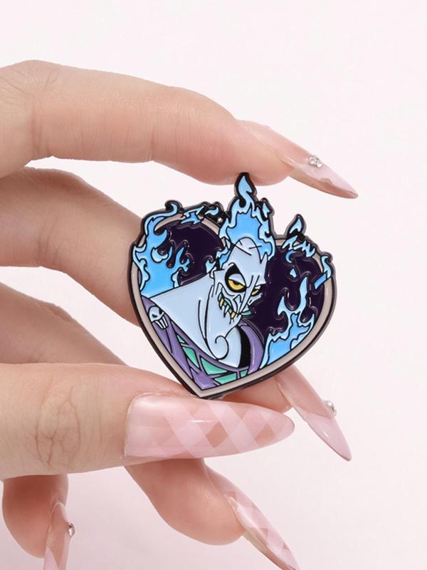 Cartoon Villain Character Brooch, Cute Heart Shaped Enamel Pin Suitable for Backpacks, Jeans, Scarves, Hats Decoration, Fashion Accessories for Men & Women