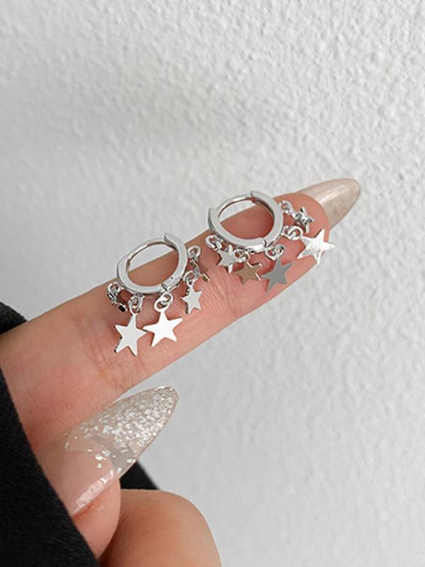 Y2K Style Star Design Hoop Earrings, Fashionable Jewelry for Women for Party & Daily Decor, Trendy All-match & Exquisite Jewelry for Gift