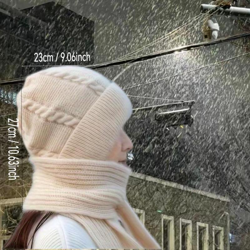 Winter Warm Knit Hat & Scarf Set for Christmas Gift, 2 Counts set Windproof Thermal Lined Warm Hat & Scarf for Women, Outdoor Sports Hat & Scarf for Cycling, Running, Hiking