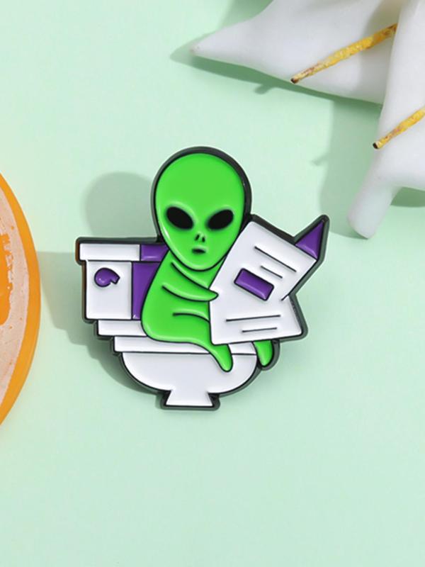 Cartoon Alien Design Brooch, Creative Alloy Clothes Brooch, Fashion Accessories for Men & Women, Perfect for Birthday Gift