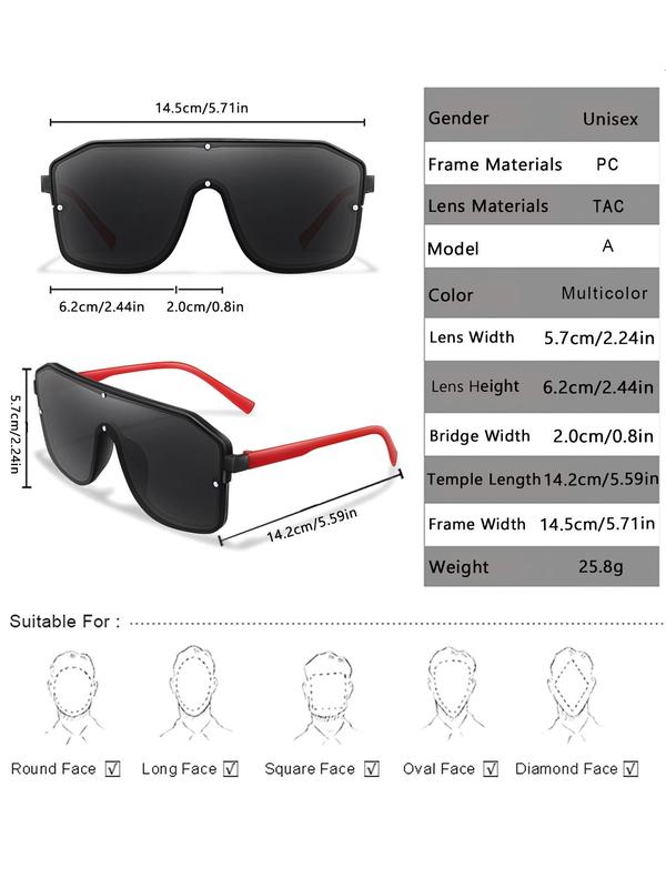 Unisex Simple Style Plain Color Flat Top Design Mirror Sunglasses (1 Pair), Trendy Casual Sunglasses for Outdoor Sports, Fashionable Sunglasses for Daily Use