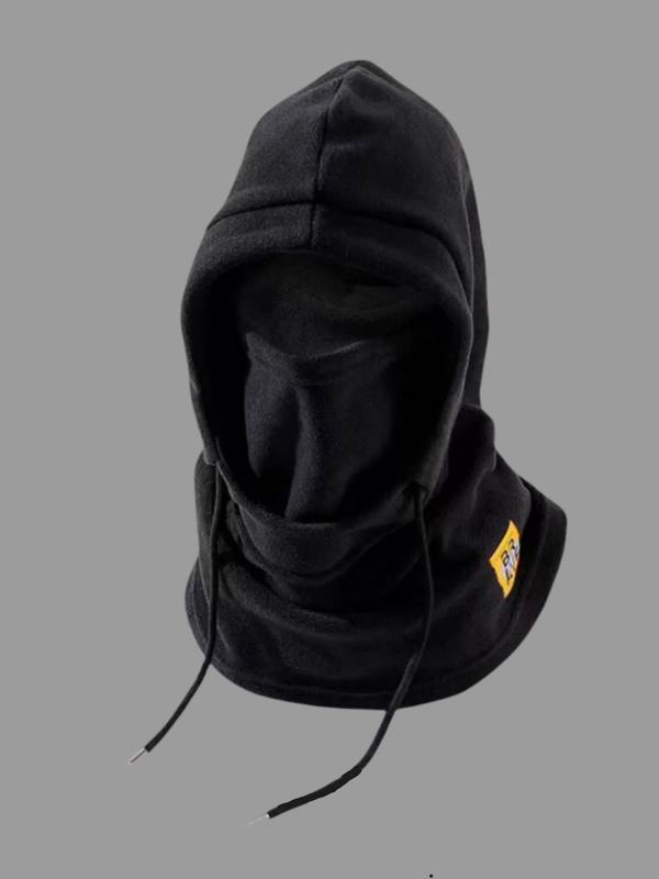 Unisex Solid Color Drawstring Design Hooded Hat, Casual Windproof Warm Hat for Fall & Winter, Fashion Accessories for Men & Women