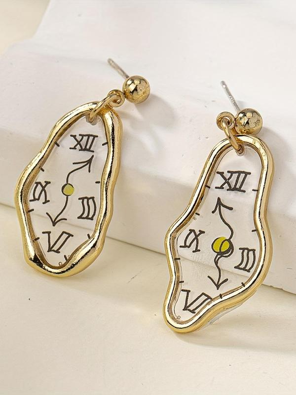 Vintage Clock Design Dangle Earrings, Fashion Jewelry for Party, Daily Clothing Decor, Trendy All-match & Exquisite Jewelry for Birthday Gift