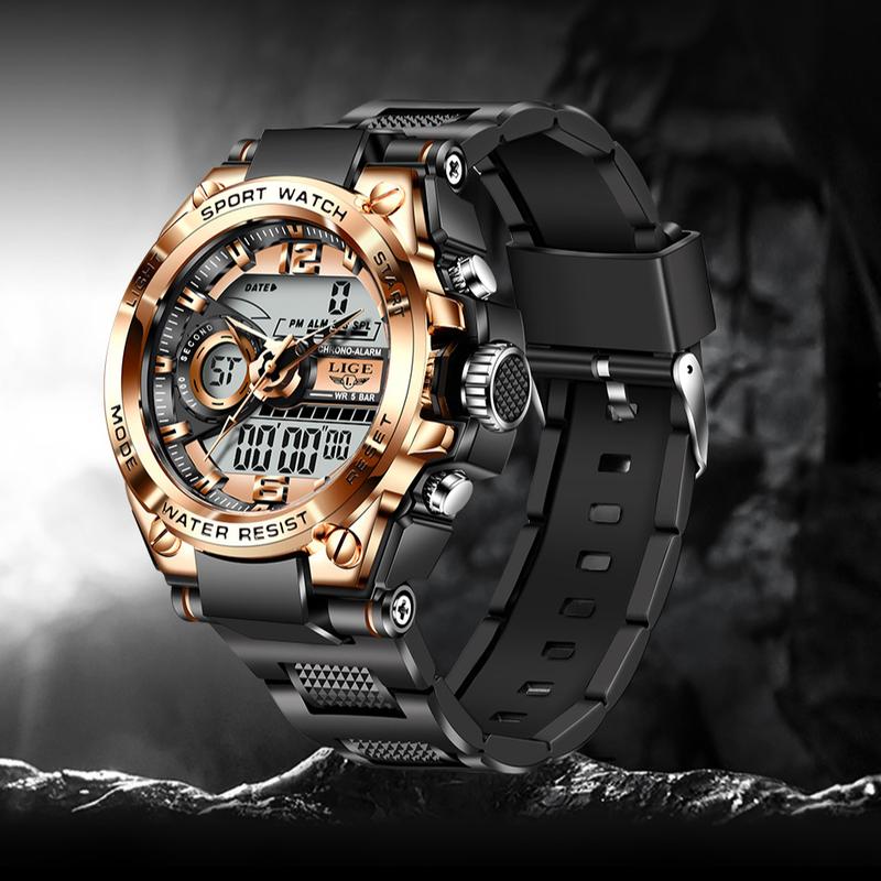 LIGE Men's Sport Watch – 50M Water-Resistant, Date and Time Display, Luminous sport digital  Watch