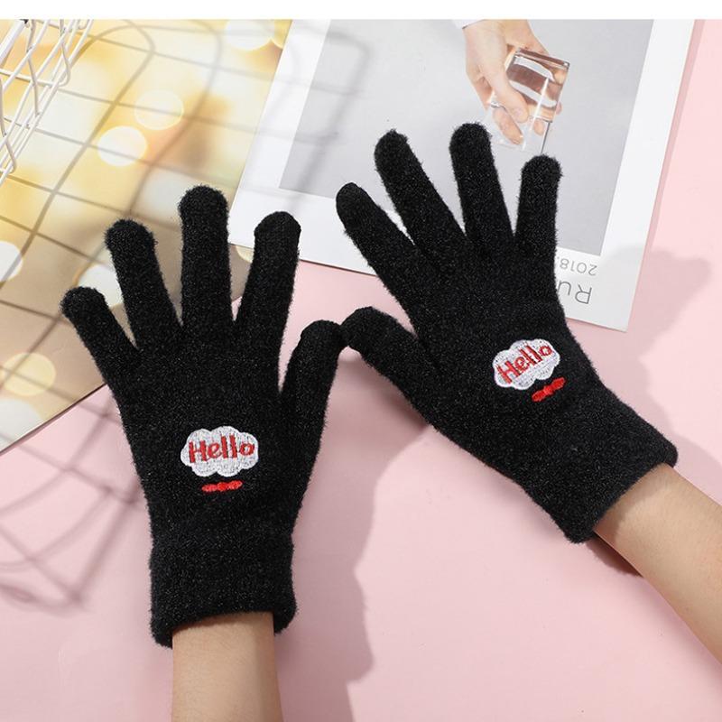 Cute Bear Design Winter Warm Gloves, 1 Pair Soft Comfortable Touch Screen Gloves, Outdoor Sports Gloves for Women & Girls