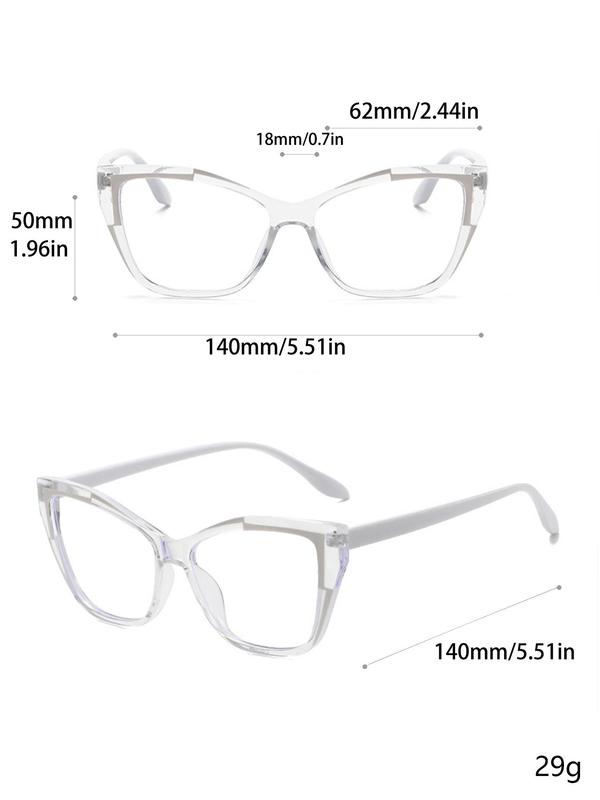 Spring Summer Simple Eyeglasses for Everyday Use, Basic Flat Frame Fashion Glasses for Women & Men, Fashion Colorblock Eyeglasses for Work, Daily Clothing Decor, Perfect for Student Daily Use