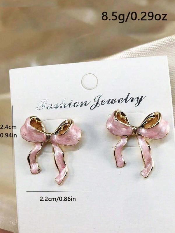 Bow Decor Stud Earrings (1 Pair), 2024 New Style Fashionable Jewelry for Women, Daily Clothing Decor, Trendy All-match & Exquisite Jewelry for Birthday Gift