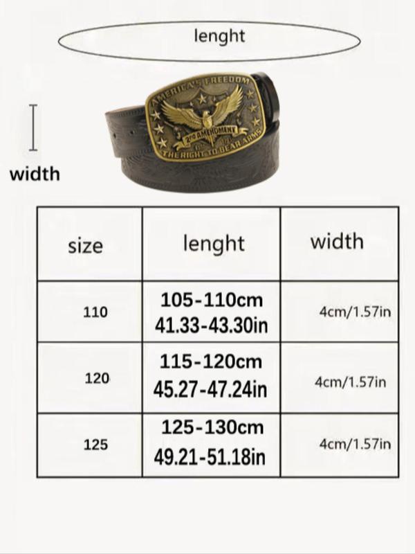 Men's Eagle Design Western Belt, Vintage Cowhide Belt for Men, Casual Waistband for Jeans Trousers, Fashion Belt for Party, Daily Clothing Decor