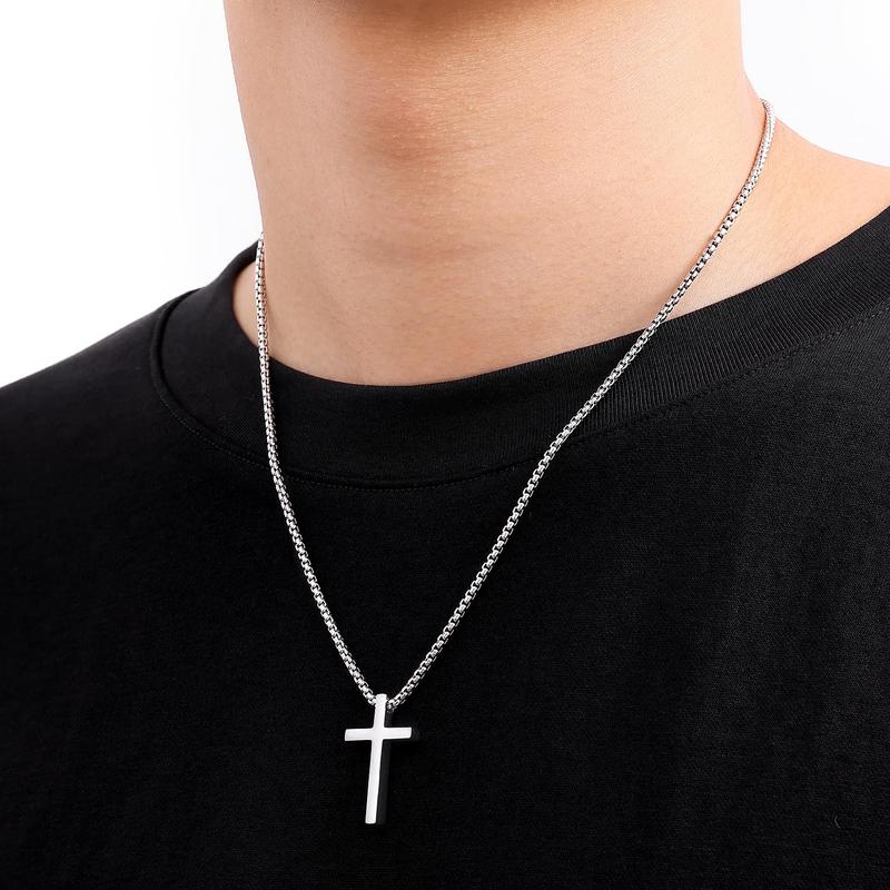 Stainless Steel Cross Necklace for Men and Women (Unisex), Mens Necklaces with 2.5mm Cross Chain for Boys