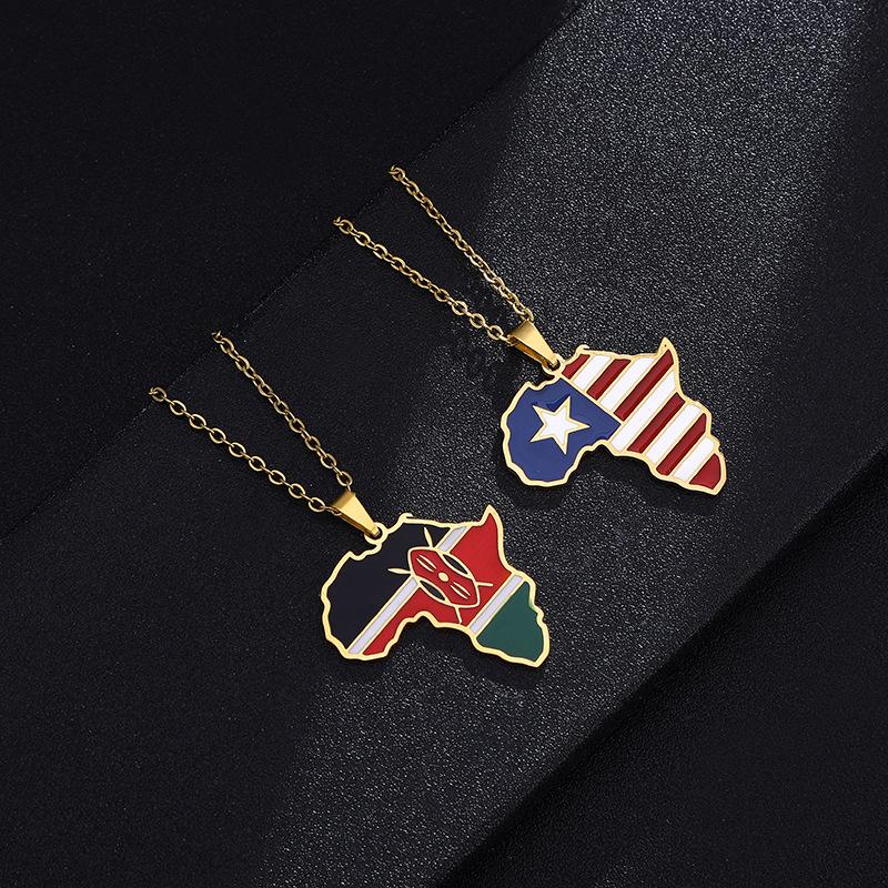 Hot selling creative world maps, national flags, necklaces, pendants,Women and men jewelry,tiktok shop