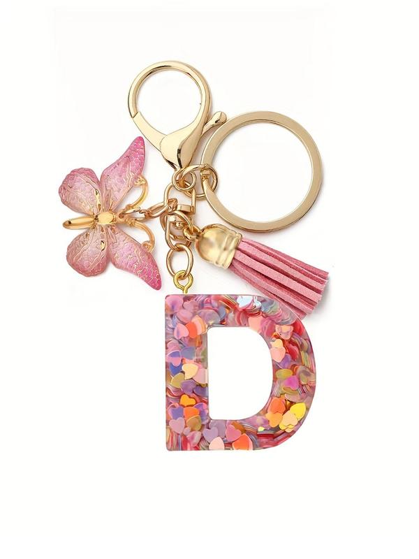 Letter Butterfly Design Keychain, Fashionable Keychain for Women & Men, Trendy All-match & Exquisite Keychain for Birthday Gift