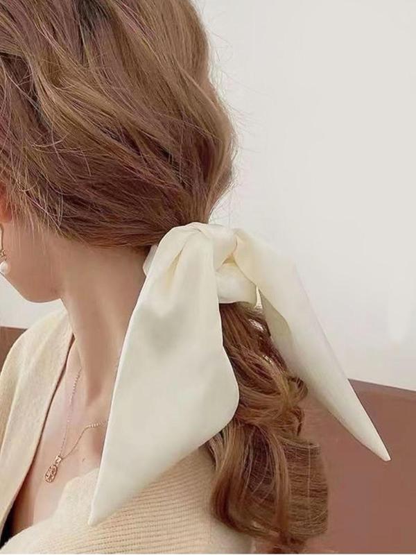 Women's Elegant Ribbon Design Hair Tie, Simple Style Plain Color Scrunchie Scarf, Minimalist Headwear Suitable for Thick Hair