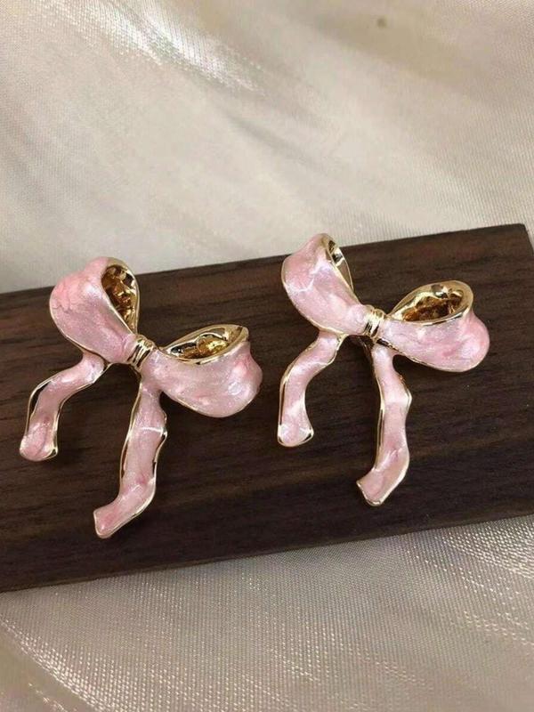 Bow Decor Stud Earrings (1 Pair), 2024 New Style Fashionable Jewelry for Women, Daily Clothing Decor, Trendy All-match & Exquisite Jewelry for Birthday Gift