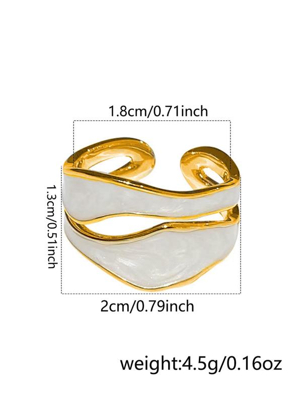 Fashion Irregular Design Double Layered Stainless Steel Cuff Ring,  Vintage Adjustable Open Ring for Women, Fashion All-match Accessory