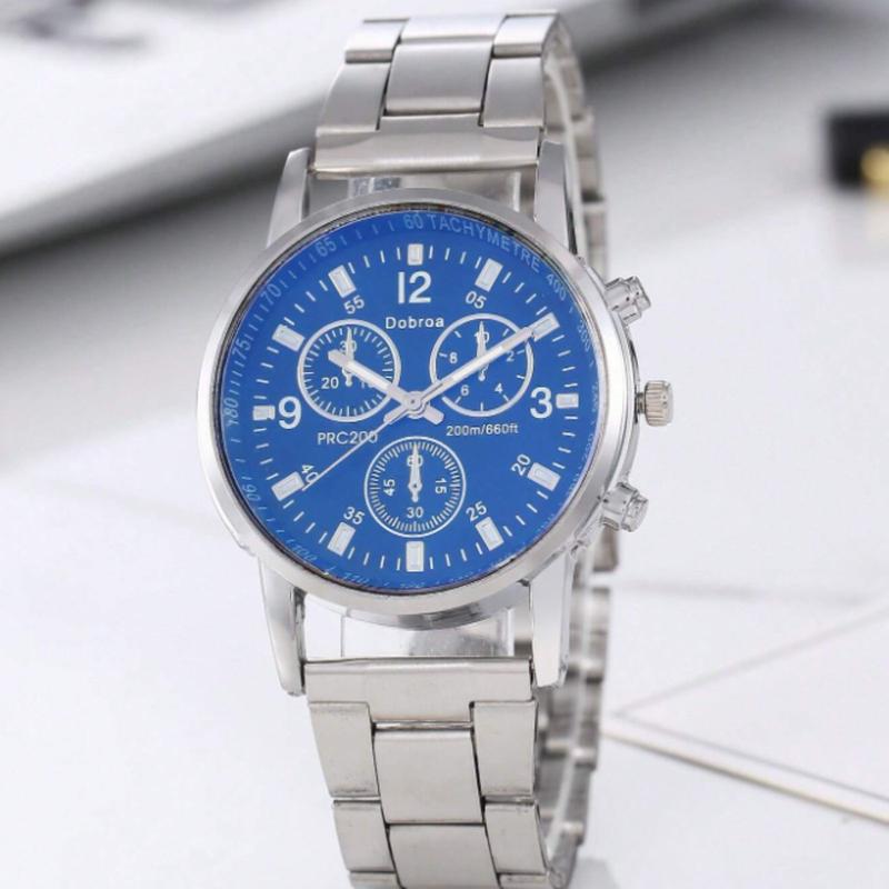 1pc Men Silver Stainless Steel Strap Business Round Dial Quartz Watch, For Daily Life