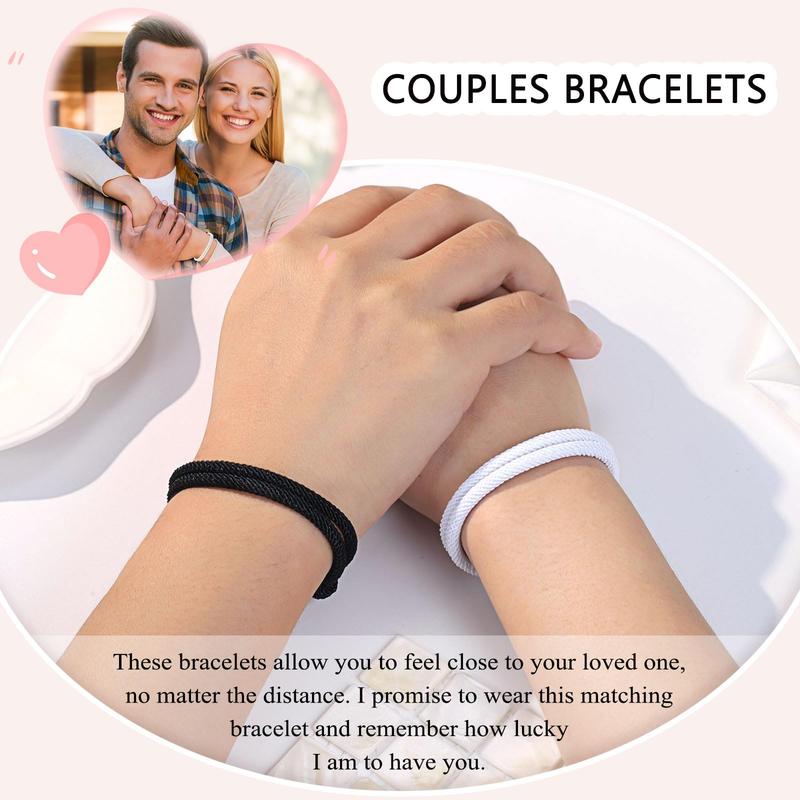 Couples Bracelets for Men,Boyfriend,Girlfriend,Soulmate,Husband,Wife,Anniversary Valentines Day Birthday Christmas Gifts,Adjustable Rope Bracelets