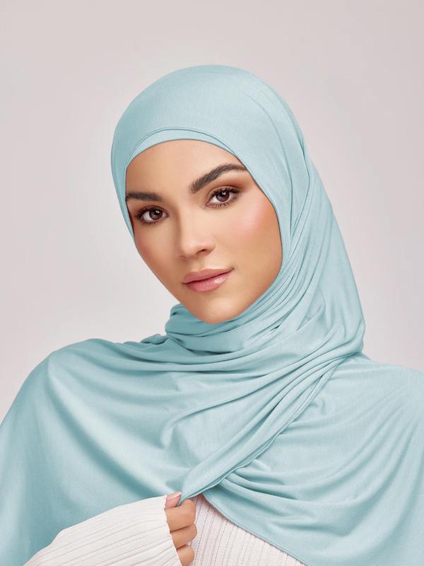 Women's Solid Color Long Scarf, Fashionable Soft Comfortable Wrap Scarf, Stretchy Hijab, Warm Shawl for All Seasons