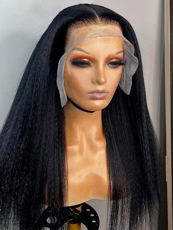 30 Inch Long Yaki Straight Lace Front Wigs for Women, Natural Fluffy Hair Wigs without Bangs, Synthetic Hair Wigs for Cosplay & Costume Party, Daily Hairstyle Ideas Glueless