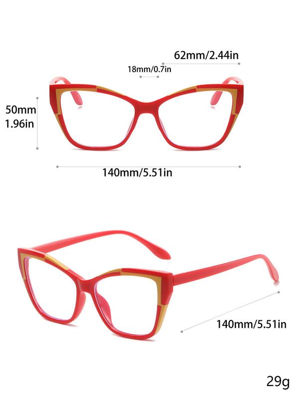 Spring Summer Simple Eyeglasses for Everyday Use, Basic Flat Frame Fashion Glasses for Women & Men, Fashion Colorblock Eyeglasses for Work, Daily Clothing Decor, Perfect for Student Daily Use