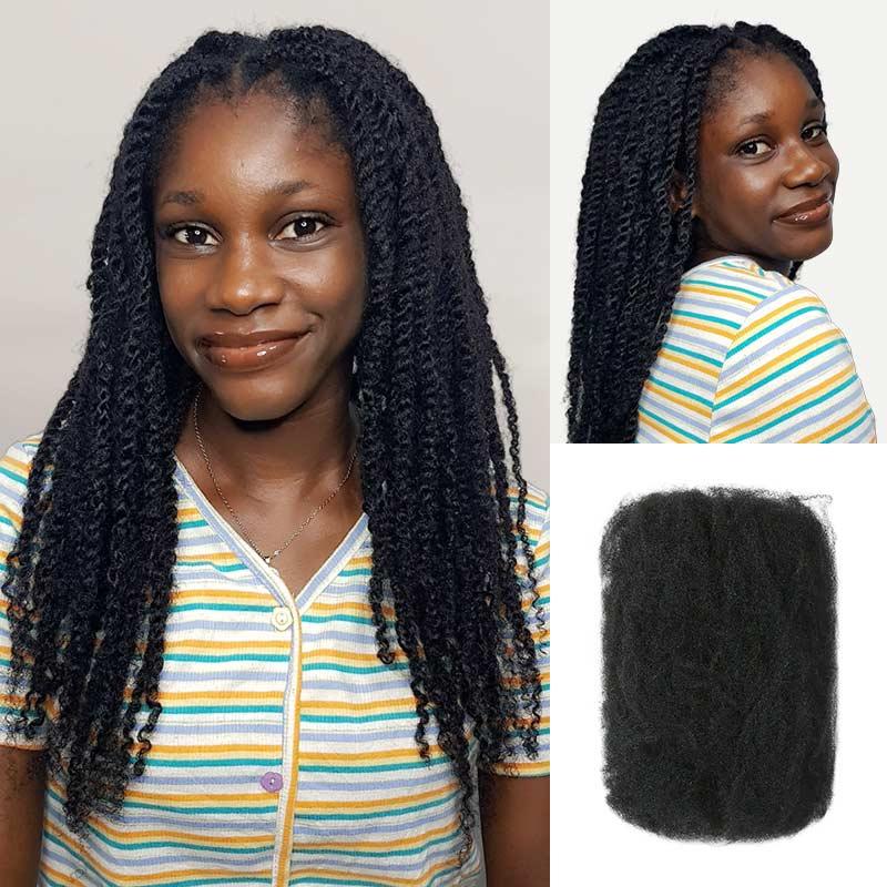 QVR Natural Black Afro kinky Bulk Hair Extensions For Braiding Dreadlock Human Hair 3