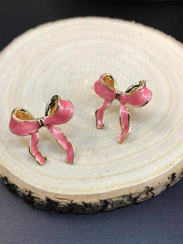 Bow Decor Stud Earrings (1 Pair), 2024 New Style Fashionable Jewelry for Women, Daily Clothing Decor, Trendy All-match & Exquisite Jewelry for Birthday Gift